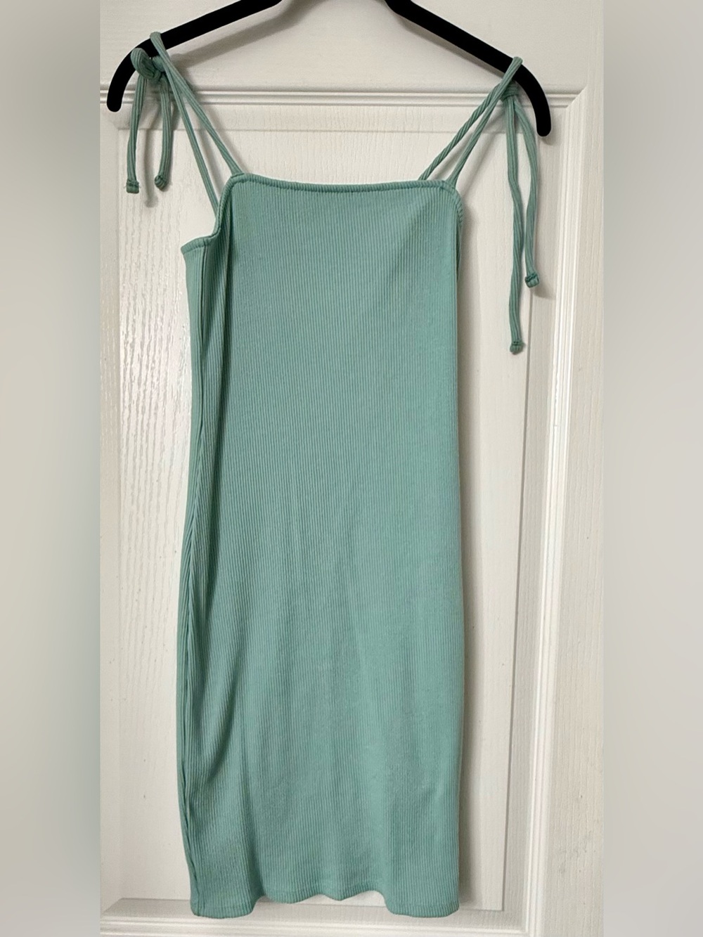 Wild Fable Teal Tie-Shoulder Ribbed Mini Dress